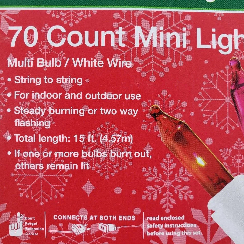 Lot of 2 Merry Brite 70 ct Mini Multi Color Lights White Wire Christmas Patio